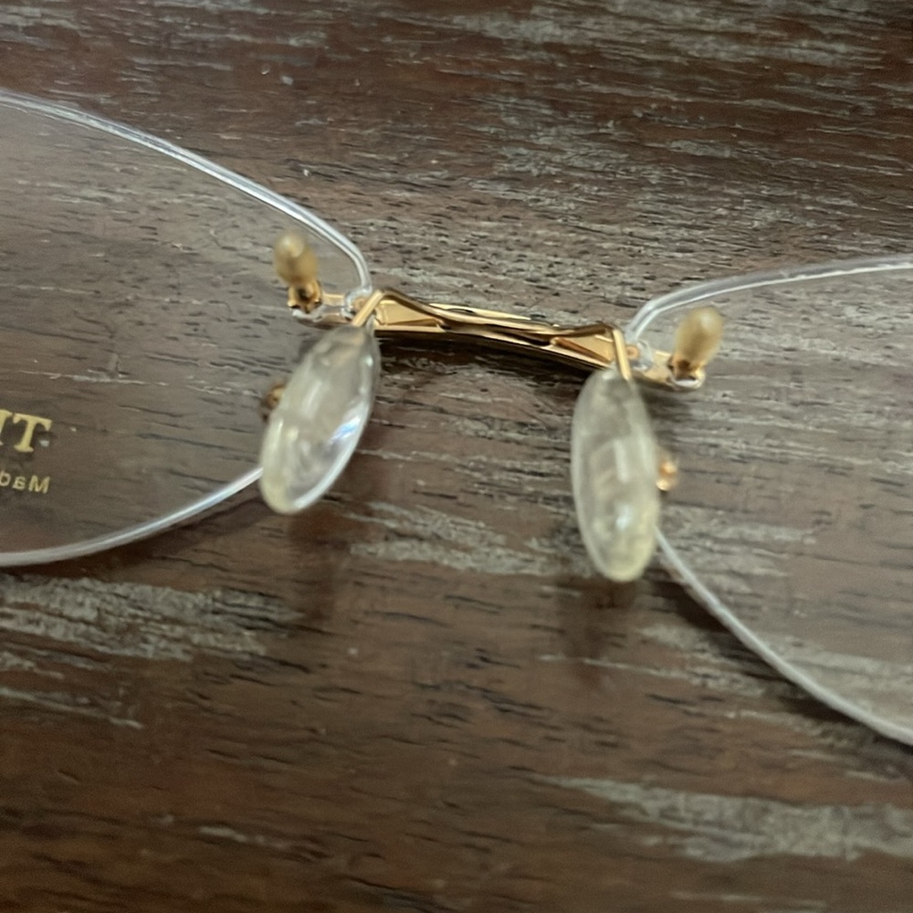 Tiffany Lunettes 23K gold plated T790 C4 gold  52-17 rimless eyeglasses - Picture 6 of 16